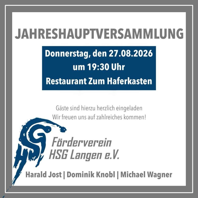 Jahreshauptversammlung - Förderverein