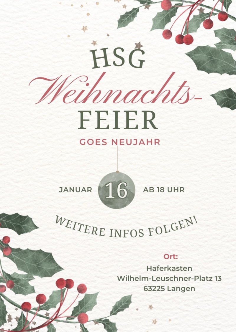 Save the Date - HSG Weihnachtsfeier